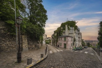 Paris France, city skyline at architecture building on Montmartre street