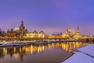 Dresden historic skyline in the old town in winter