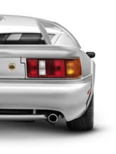 Silver 1997 Lotus Esprit V8 sports car back rear view isolated on white background with clipping