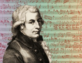 Wolfgang Amadeus Mozart, 1756 – 1791, composer of classical music, First Viennese School, notesheet