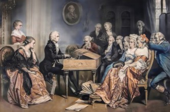 Mozart at the harpsichord, Wolfgang Amadeus Mozart, 1756 – 1791, composer of classical music, First