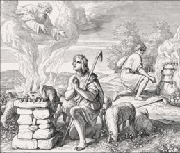 Cain and Abel offer their sacrifices, by Julius Schnorr von Carolsfeld, 1860