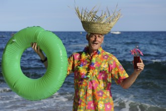 Retired man is having a happy vacation