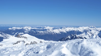 Amazing view from Schilthorn peak in the Jungfrau ski arena, Switzerland, Europe