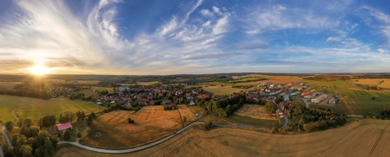 Aerial photos from Allrode Harz sunset