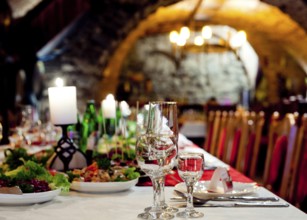 Restourant's table prepared for celebrating event