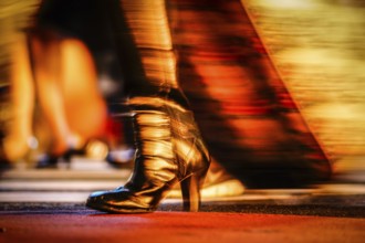 Feet of those who walk the Shibuya scramble intersection. Shooting Location: Tokyo metropolitan