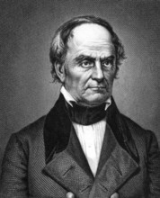 Daniel Webster (1782-1852) on engraving from 1859. Leading American statesman and senator. Engraved