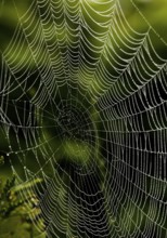 A spider's web in the morning dew. Symbolic photo for network and networking. Austria