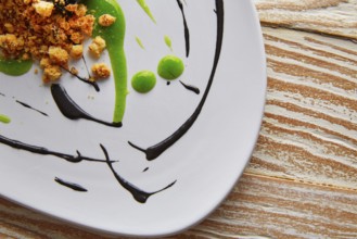 Molecular gastonomy cuttlefish roes with citrus mayonnaise