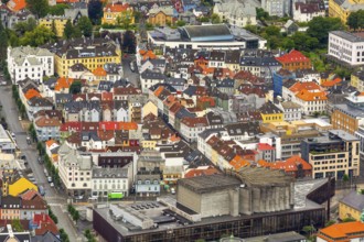 Bergen, Norway, July 30, 2018: Norway aerial city view houses, Hordaland in summer, Europe