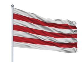 Lier City Flag On Flagpole, Country Belgium, Isolated On White Background
