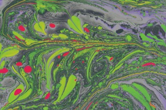 Ebru Marbling texture with floral patterns