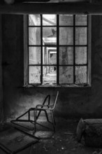 A picture of a scary place in an abandoned asylum