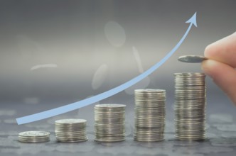 Great concept of savings, economy, pile of coins