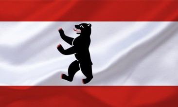 The flag of Berlin, capital of the Federal Republic of Germany, Europe, EU, Studio