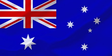 The flag of Australia, Australia is located in Oceania. One country and one continent. The capital
