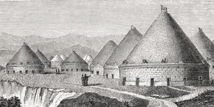 Reconstruction of an Etruscan necropolis, ancient Italy