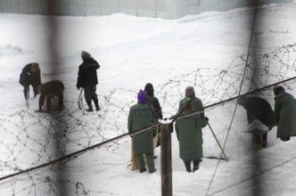 Snow removal at a female prison, general view