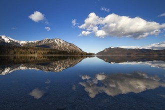 Reflection in Lake Walchensee, German Alps, Bavaria, Germany, Europe