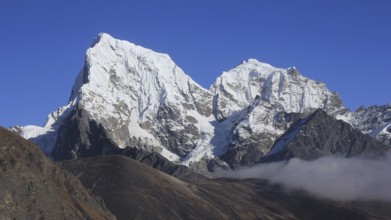 Snow covered mountains Cholatse and Tobuche, Nepal, Asia