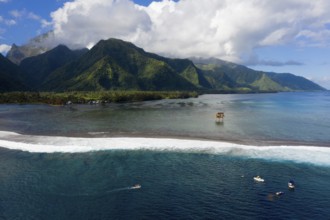 Aerial View of Teahupoo, Tahiti, French Polynesia, Oceania