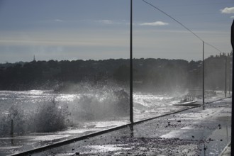 Destruction on the coast of the Côte d'Azur in Roquebrune Cap Martin and Menton after storm in