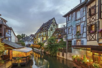 Area little Venice (la Petite Venise) in Colmar, Alsace, France. Evening