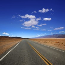 Deserted Route 190 highway in heart of Death Valley California