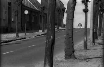 Germany, Greiffenberg, 20.04.1992, Street in Greiffenberg, View to the observatory, Europe