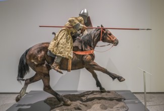Christian cavalryman, 13th century horseman, figure in the Military Museum, Museo del Ejercito,
