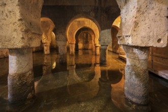 Caceres, Spain, March 4, 2022: Arab cistern in Caceres, Extremadura, built during the Medieval