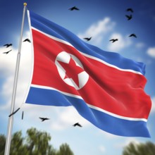 Flag of North Korea, This is a computer generated and 3d rendered image