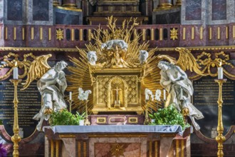Tabernacle on the main altar of the Roman Catholic Church of St Verena, Bad Wurzach, Allgäu,