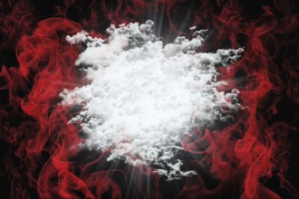Abstract Love Background With Red Smoke and White Fluffy Clouds. Valentine's Day Concept 3D