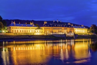 Restored Baroque palace Pillnitz castle in Dresden