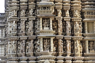 Erotic sculptures, Khajuraho, UNESCO World Heritage Site, Madhya Pradesh, India, Asia, Large