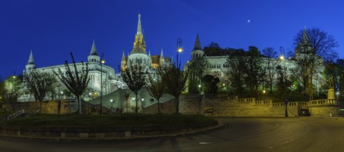 A picture of the Fisherman's Bastion at night