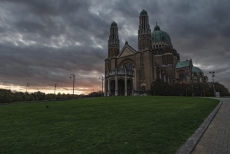 Koekelberg, Brussels Capital Region, Belgium, 10 30 2019 Monumental view over the basilica of the