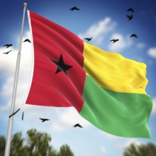 Flag of Guinea Bissau, This is a computer generated and 3d rendered image