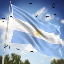 Flag of Argentina, This is a computer generated and 3d rendered image