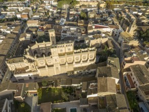 Aerial view, Spain, Balearic Islands, Mallortca, Arta, Son Servera, Ruin of Church Iglesia Nova,