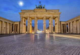 The famous Brandenburg Tor in Berlin at dawn without people