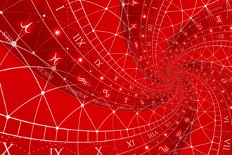 Astrology and alchemy sign background illustration, red