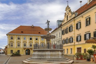 Fountain on market square in Sankt Veit an der Glan, Austria, Europe