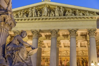 The parliament in Vienna, Austria. Seat of the government. Night shot Austria