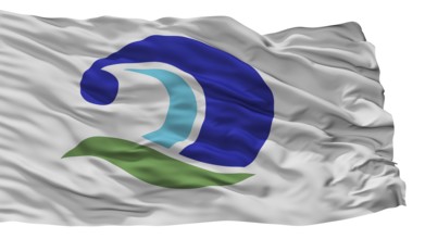 Kumano City Flag, Country Japan, Mie Prefecture, Isolated On White Background