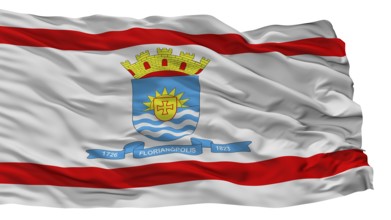 Florianopolis City Flag, Country Brasil, Isolated On White Background