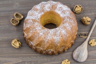 A marble cake for dessert. Delicious sweets usually also have a lot of calories