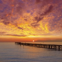 Majorca Muro beach sunrise in Alcudia Bay Mallorca at Balearic Islands of Spain